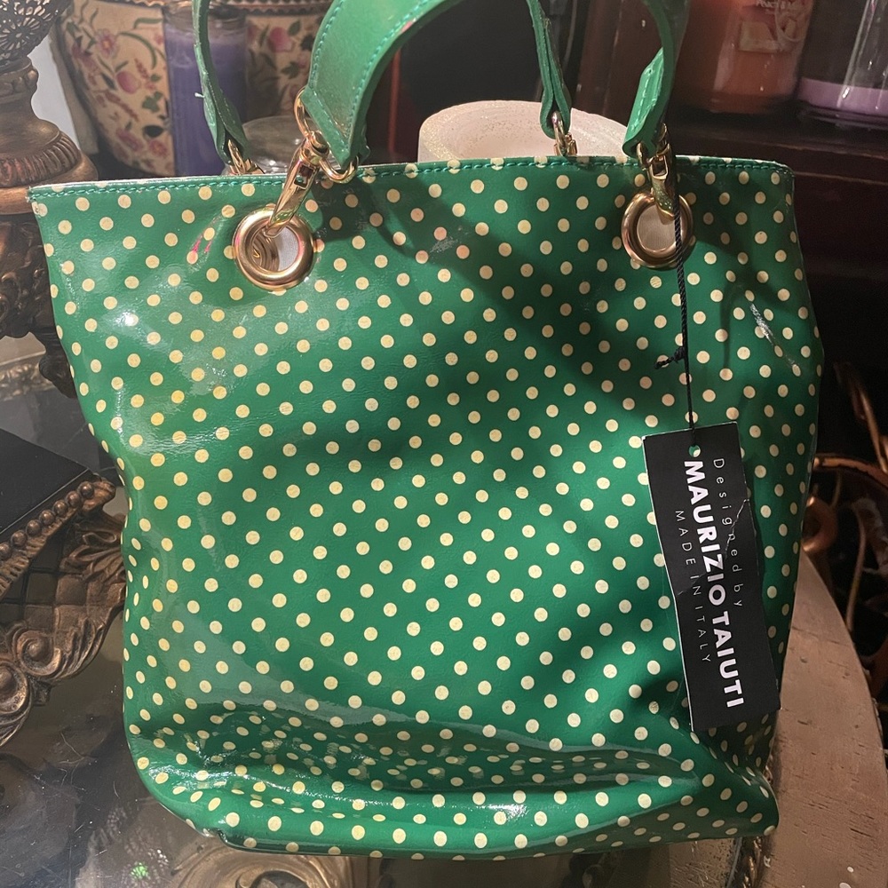 Maurizio Taiuti Italian Leather Mini Tote Green
